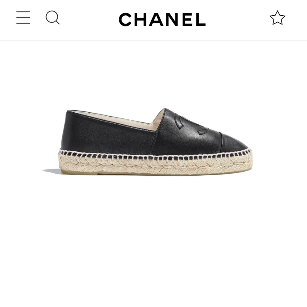 Chanel espadrilles lamb skin black size 9